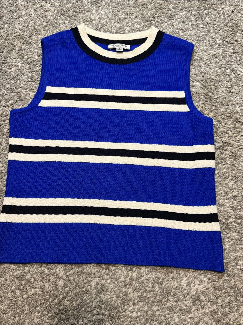 St. John Sport by Marie Gray Royal Blue Stripe Knit Tank Vintage